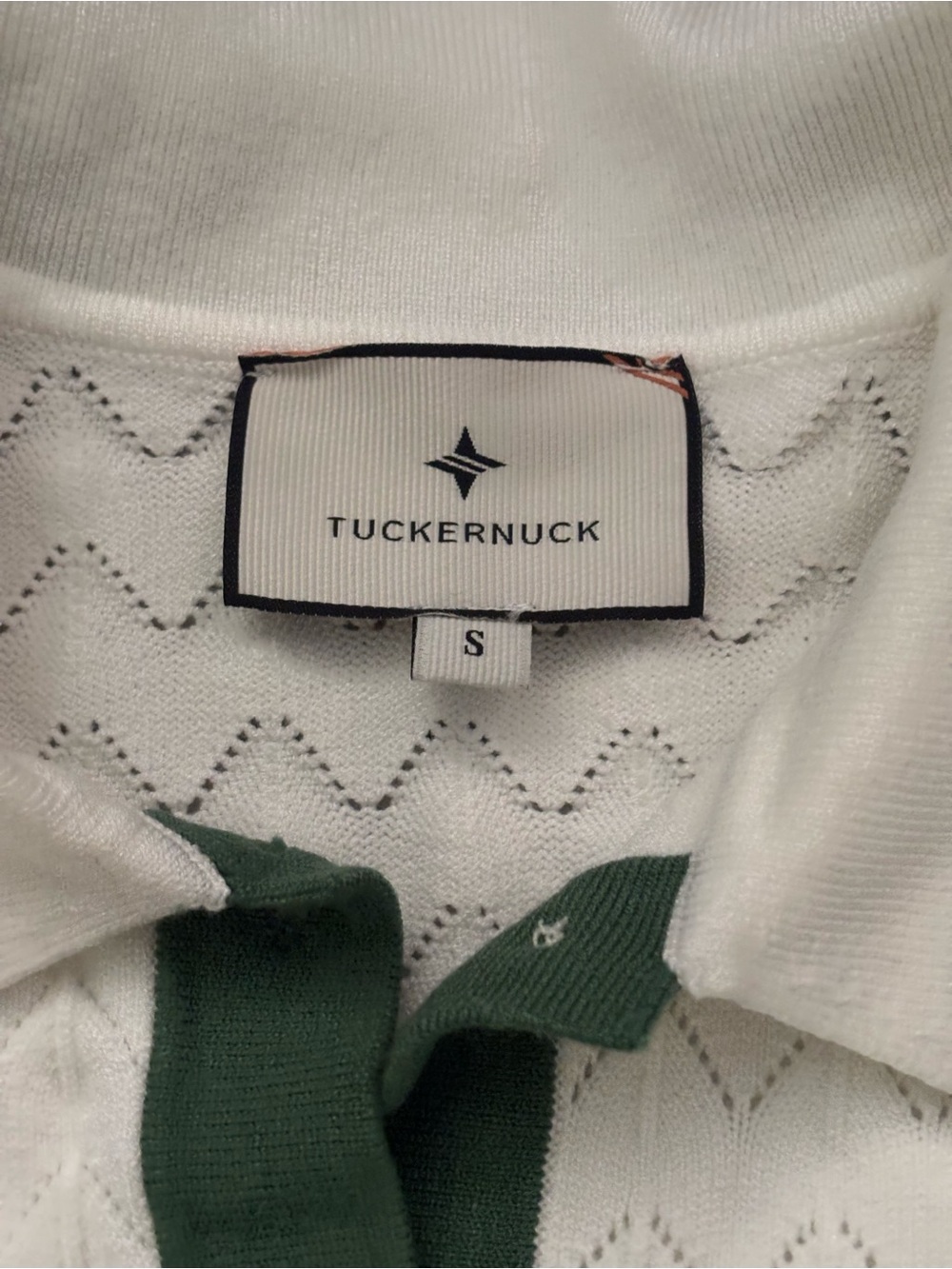 NWT TUCKERNUCK White Knit Polo Dress with Green Trim S - Picture 3 of 5